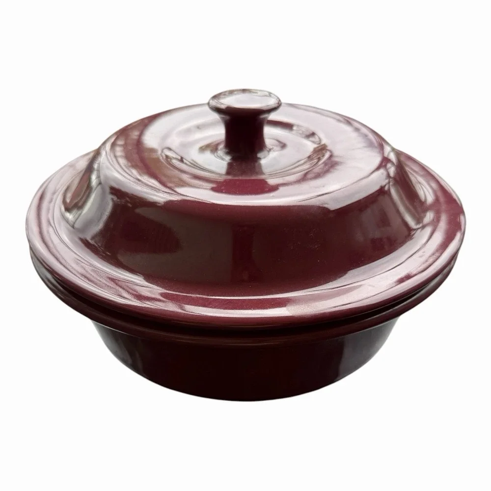 Pampered Chef New Stoneware Cranberry Covered Baking Roaster Dutch Oven 1151